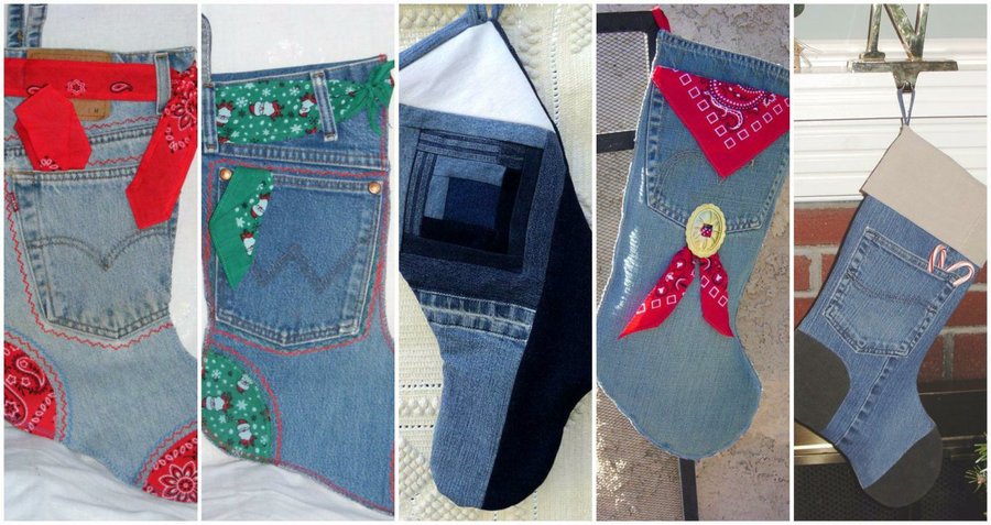 Calcetines navideños con jeans reciclados 1