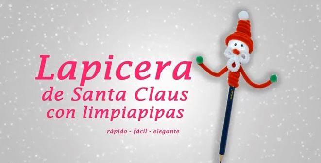 Lapicera de Santa Claus con limpiapipas (chenillas)